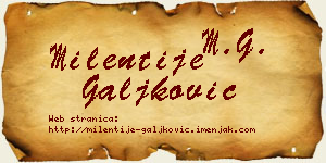 Milentije Galjković vizit kartica